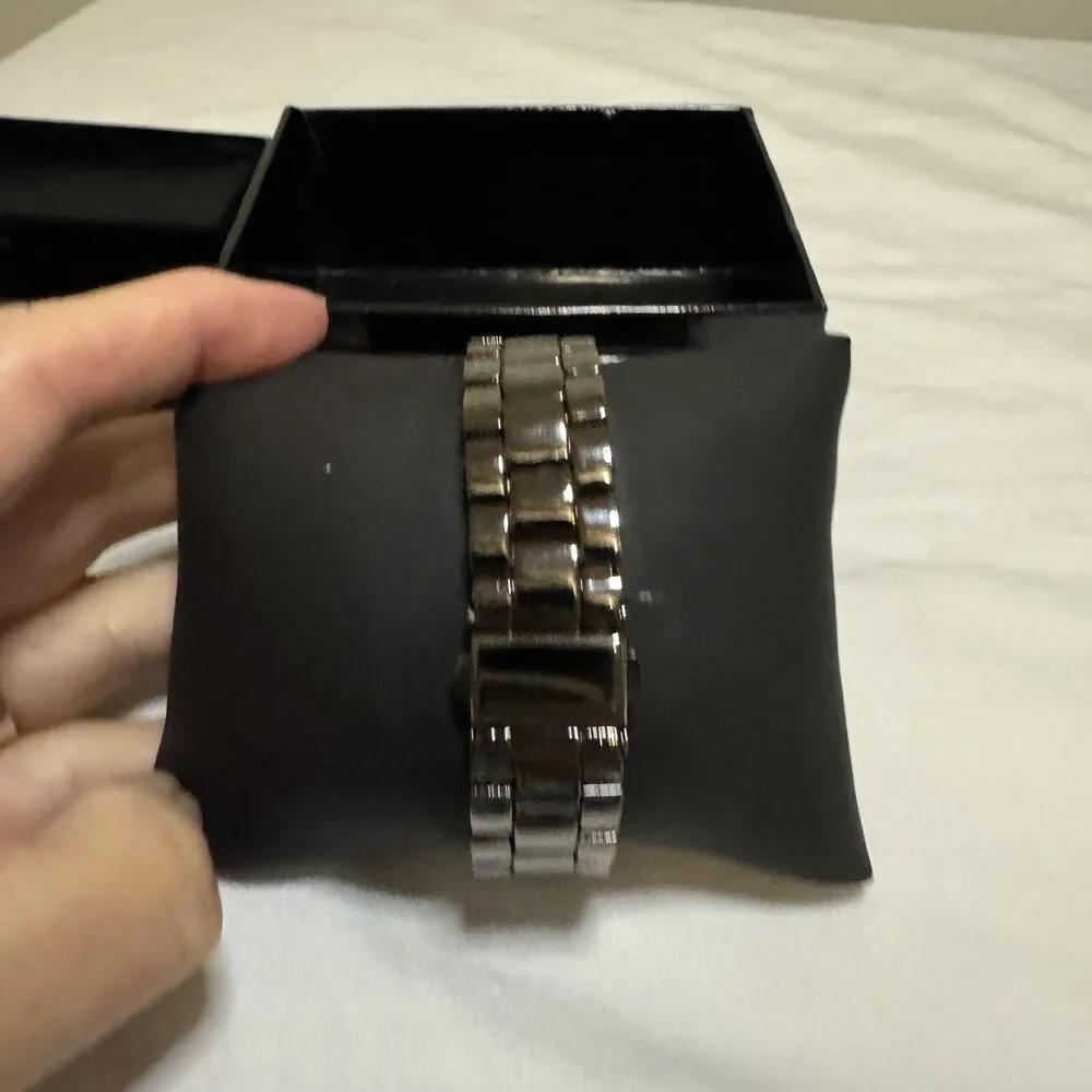 Bebe Women's Silver Tone Rhinestone Fashion Watch In Original Box Needs Battery